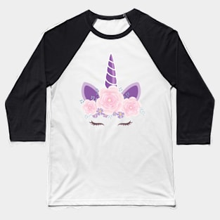 Unicorn Closed Eyes Baseball T-Shirt